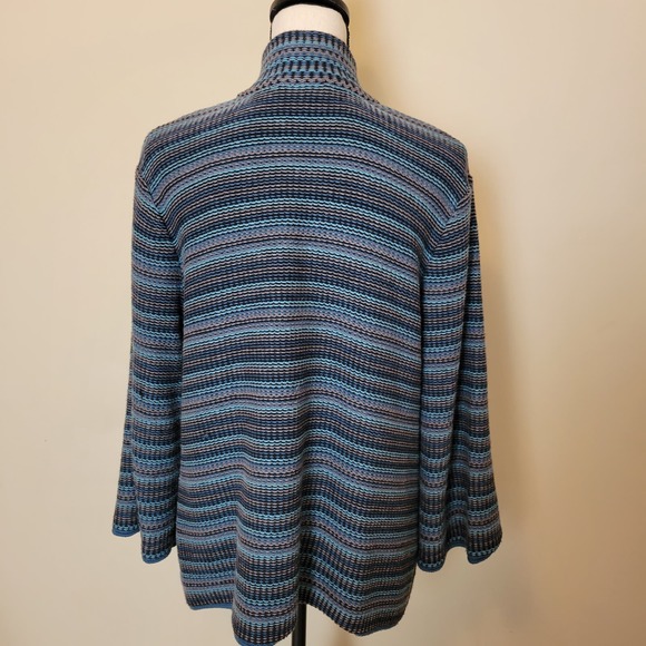 Croft & Barrow Cardigan Sweater XL Blue Striped Button Collar Soft Grandmacore - Picture 5 of 13